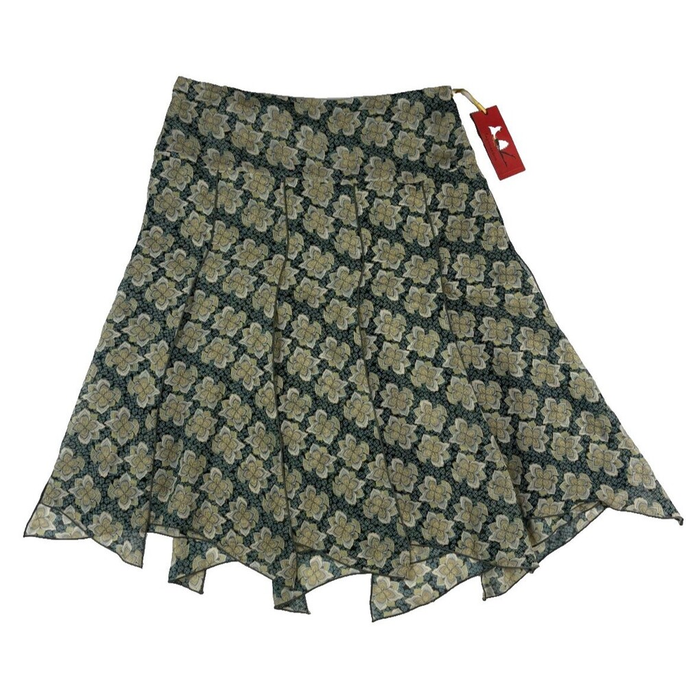Tape Measure Silk Handkerchief Skirt Womens 8 NWT Floral Midi Asymmetrical Boho